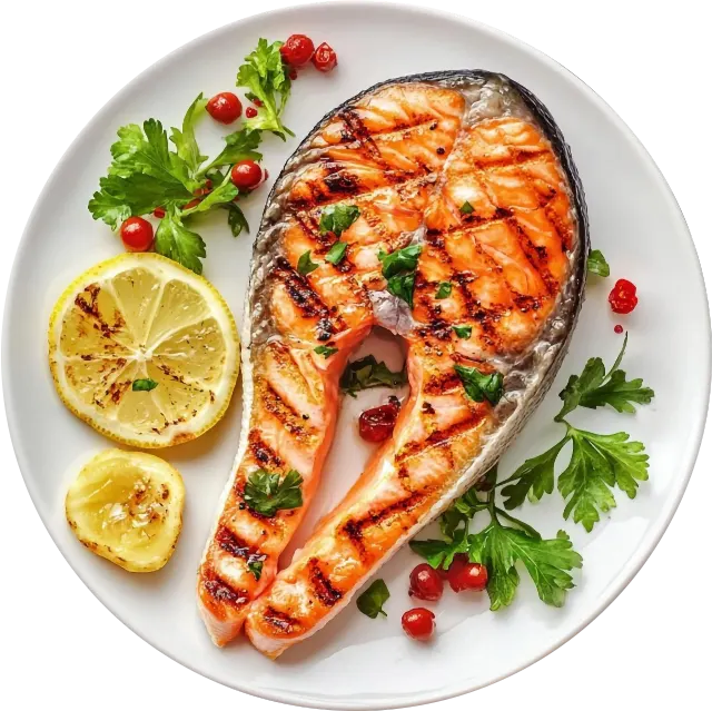 delicious grilled salmon steak with lemon herbs